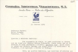 [Carta] 1949 feb. 19, México D. F. [a] Gabriela Mistral, Veracruz