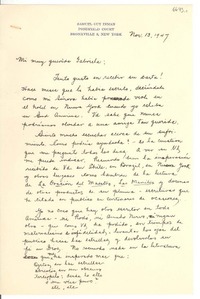 [Carta] 1947 nov. 13, New York, [Estados Unidos] [a] Gabriela [Mistral]