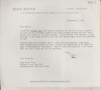 [Carta] 1970 Sept. 2, [New York, Estados Unidos] [a] Miss Doris Dana, Hildreth Lane, Box 188, Bridgehampton, New York
