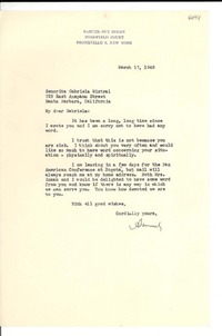 [Carta] 1948 Mar. 17, New York, [Estados Unidos] [a] Gabriela Mistral, Santa Barbara, California