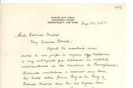 [Carta] 19 51 ago. 20, New York, [Estados Unidos] [a] Gabriela Mistral