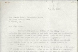[Carta] 1970 July 27, Bridgehampton, New York, [EE.UU.] [a] Miss Margot Schutt, Humanities Editor, The Johns Hopkins Press, Baltimore, Md., [EE.UU.]