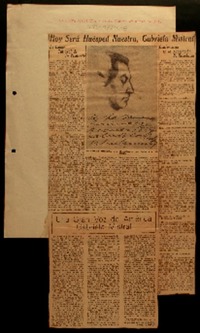 Hoy será huesped nuestra, Gabriela Mistral la labor cultural de la visitante.