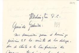 [Carta] [1954], Washington D.C., [EE.UU.] [a] Gabriela [Mistral]