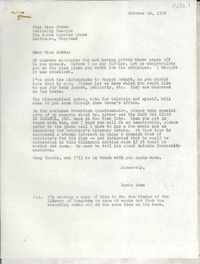 [Carta] 1970 Oct. 16, [Estados Unidos] [a] Miss Lisa Johns, Publicity Manager the Johns Hopkins Press, Baltimore, Maryland