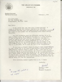 [Carta] 1970 Feb. 4, [Washington D. C., Estados Unidos] [a] Miss Doris Dana, Box 784, Hildreth Lane, Bridgehampton, New York