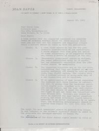 [Carta] 1969 Aug. 28, New York, [EE.UU.] [a] Miss Doris Dana, Bridgehampton Long Island, New York, [EE.UU.]