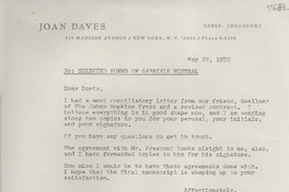 [Carta] 1970 May 22, [New York, Estados Unidos] [a] Miss Doris Dana, Hildreth Lane, Box 188, Bridgehampton, New York