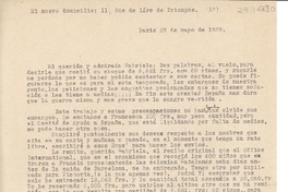 [Carta] 1939 mayo 23, París [a] Gabriela Mistral
