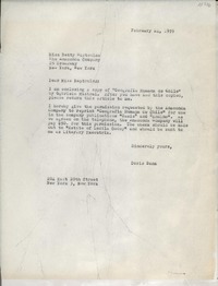 [Carta] 1959 Feb. 24, New York, [EE.UU.] [a] Miss Betty Raptoulos, The Anaconda Company, New York, New York, [EE.UU.]