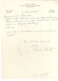 [Carta] 1945 nov. 20, San Juan, Puerto Rico [a] Gabriela [Mistral]
