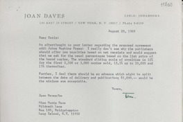 [Carta] 1969 Aug. 28, [New York, Estados Unidos] [a] Miss Doris Dana, Hildreth Lane, Box 188, Bridgehampton, Long Island, N. Y.
