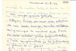 [Carta] 1946 jul. 11, Lausanne, [Suiza] [a] Gabriela Mistral