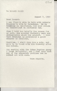 [Carta] 1969 Aug. 7, [Estados Unidos] [a] Howard Cline