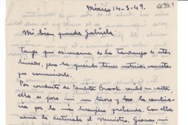 [Carta] 1949 mar. 14, México [a] Gabriela Mistral