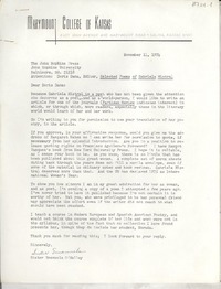 [Carta] 1974 Nov. 11, Salina, Kansas, [EE.UU.] [a] Doris Dana, The John Hopkins Press, John Hopkins University, Baltimore, [EE.UU.]