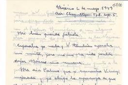 [Carta] 1949 mayo 2, México [a] Gabriela Mistral