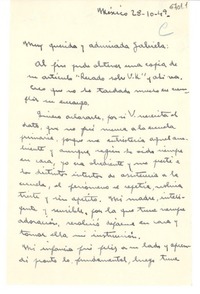 [Carta] 1949 oct. 28, México [a] Gabriela Mistral