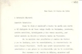 [Carta] 1954 jul. 15, New York [a] Gabriela Mistral