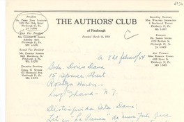 [Carta] 1954 feb. 8, Pittsburgh, Pennsylvania, [EE.UU.] [a] Doris Dana, Long Island, New York, [EE.UU.]