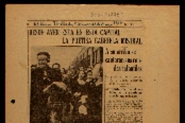 Desde ayer está en la capital la poetisa Gabriela Mistral la poetisa viene cansada y desea algunos días de reposo : sonriente recibió el saludo de los escolares que la aguardaban.