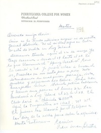 [Carta] [1954], Pittsburgh, Pennsylvania [a] Doris [Dana], [New York]