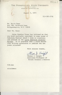 [Carta] 1975 Aug. 5, [Middletown, Pennsylvania, Estados Unidos] [a] Ms. Doris Dana, Box 784 Hildreth Lane, Bridgehampton, N. Y.