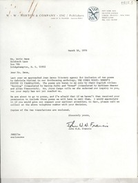 [Carta] 1976 Mar. 16, [New York, Estados Unidos] [a] Ms. Doris Dana, Hildreth Lane, Box 784, Bridgehampton, N. Y.