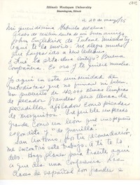[Carta] 1955 mar. 20, Bloomington, Illinois [a] Gabriela Mistral