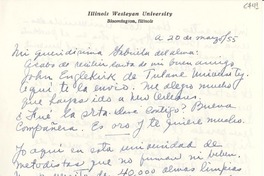 [Carta] 1955 mar. 20, Bloomington, Illinois [a] Gabriela Mistral