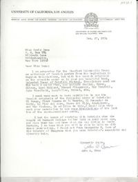 [Carta] 1974 Dec. 27, Los Angeles, California, [EE.UU.] [a] Doris Dana, Hildreth Lane, Bridgehampton, New York, [EE.UU.]