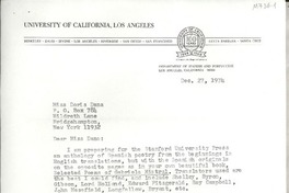 [Carta] 1974 Dec. 27, Los Angeles, California, [EE.UU.] [a] Doris Dana, Hildreth Lane, Bridgehampton, New York, [EE.UU.]