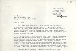 [Carta] 1975 May 7, Mt. View, Ca., [Estados Unidos] [a] Ms. Doris Dana, Box 784 Hildreth Lane, Bridgehampton, New York