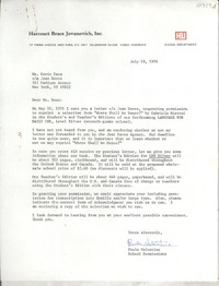 [Carta] 1976 July 19, New York, N. Y., [EE.UU.] [a] Doris Dana, New York, N. Y., [EE.UU.]