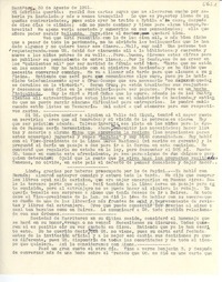 [Carta] 1951 ago. 30, Santiago, [Chile] [a] Gabriela [Mistral]
