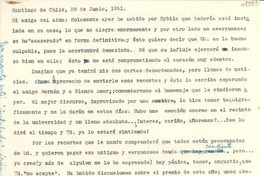 [Carta] 1951 jun. 28, Santiago de Chile [a] Gabriela Mistral