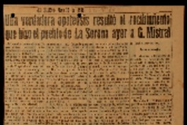 Una verdadera apoteosis resultó el recibimiento que hizo el pueblo de La Serena ayer a G. Mistral