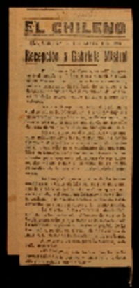 Recepción a Gabriela Mistral