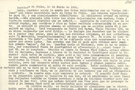 [Carta] 1951 jul. 12, Santiago de Chile [a] Gabriela Mistral