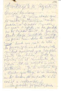 [Carta] 1951 ago. 6, Santiago [a] Gabriela Mistral