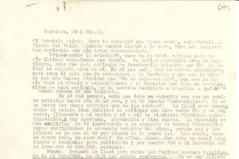 [Carta] 1951 dic. 29, Santiago, [Chile] [a] Gabriela [Mistral]