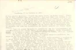 [Carta] 1952 feb. 27, Santiago, [Chile] [a] Gabriela [Mistral]