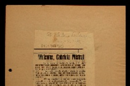 Welcome Gabriela Mistral