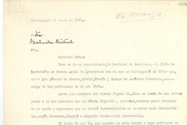 [Carta] 1956 mar. 12, Santiago [a] Gabriela Mistral