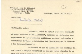 [Carta] 1953 jul., Santiago, Chile [a] Gabriela Mistral