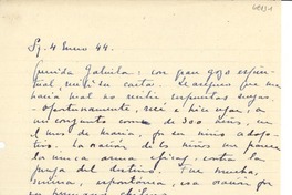 [Carta] [19]44 ene. 4, [Santiago, Chile?] [a] Gabriela [Mistral]