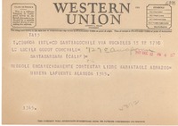 [Telegrama] 1947 Dec. 12, Santiago, Chile [a] Lucila Godoy, Santa Bárbara, California