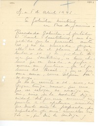 [Carta] 1945 abr. 5, [Santiago, Chile?] [a] Gabriela Mistral, Rio de Janeiro, Brasil