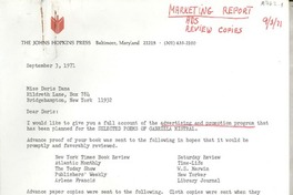 [Carta] 1971 Sept. 3, Baltimore, Maryland, [EE.UU.] [a] Miss Doris Dana, Hildreth Lane, Bridgehampton, New York, [EE.UU.]