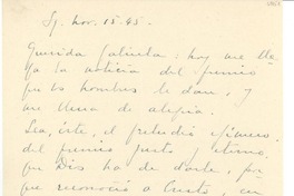 [Carta] 1945 nov. 15, [Santiago, Chile] [a] Gabriela [Mistral]
